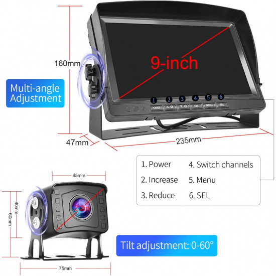 Система заднего вида 9" AHD с 1 камерой