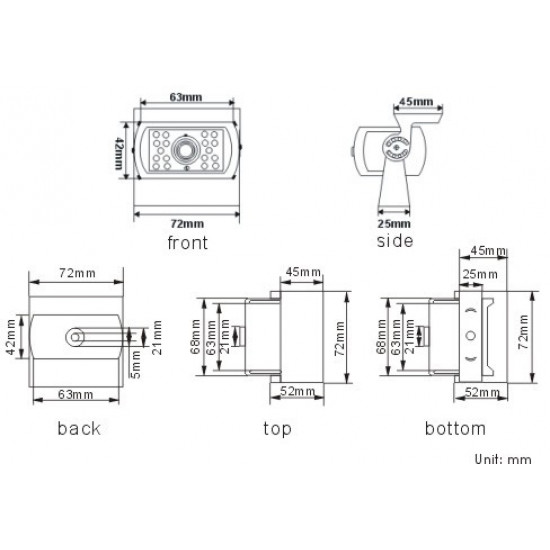Камера заднего вида "RC-502AHD" 4PIN (AHD, 1.3mp)